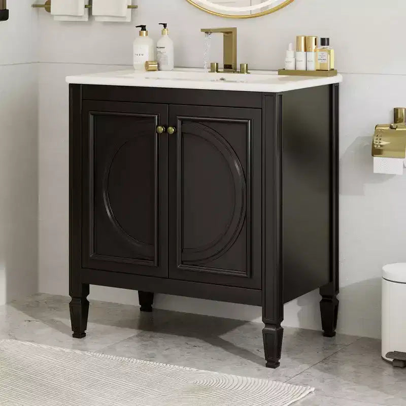 Meuble-lavabo de salle de bain 30 po, armoire de rangement de salle de bain avec tiroir et étagère de porte, meuble-lavabo simple