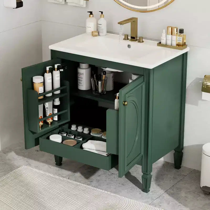 Meuble-lavabo de salle de bain 30 po, armoire de rangement de salle de bain avec tiroir et étagère de porte, meuble-lavabo simple
