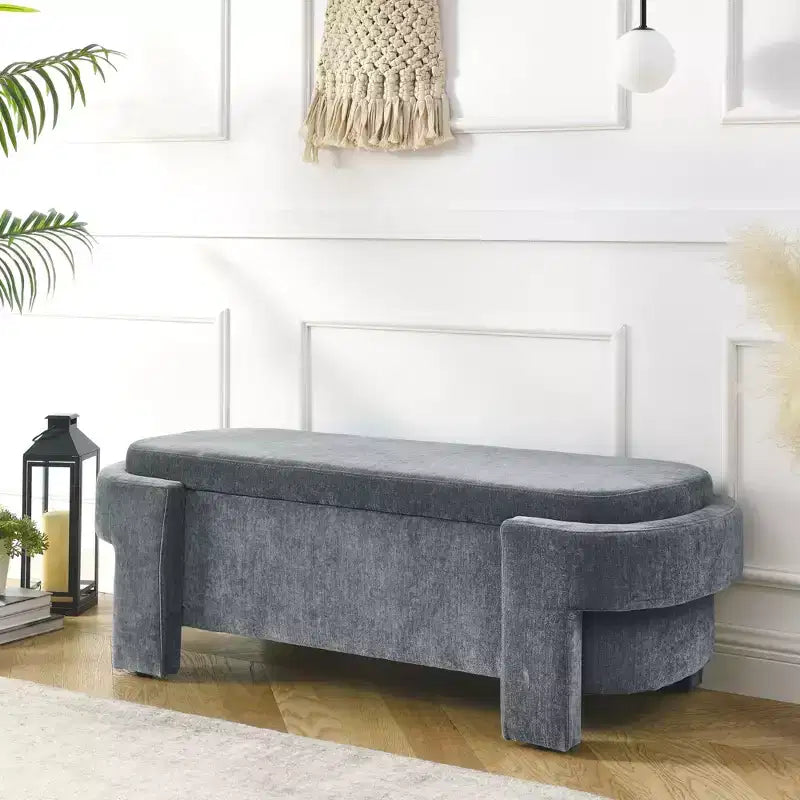 Banc en chenille avec grand espace de rangement pour le salon, l'entrée, la chambre, le couloir, l'appartement, le lounge, pouf rembourré