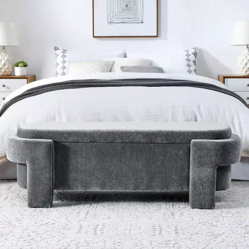Banc en chenille avec grand espace de rangement pour le salon, l'entrée, la chambre, le couloir, l'appartement, le lounge, pouf rembourré