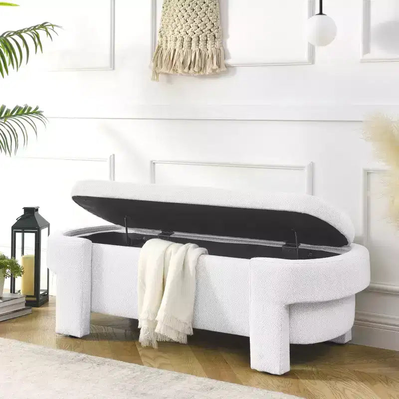 Banc en chenille avec grand espace de rangement pour le salon, l'entrée, la chambre, le couloir, l'appartement, le lounge, pouf rembourré