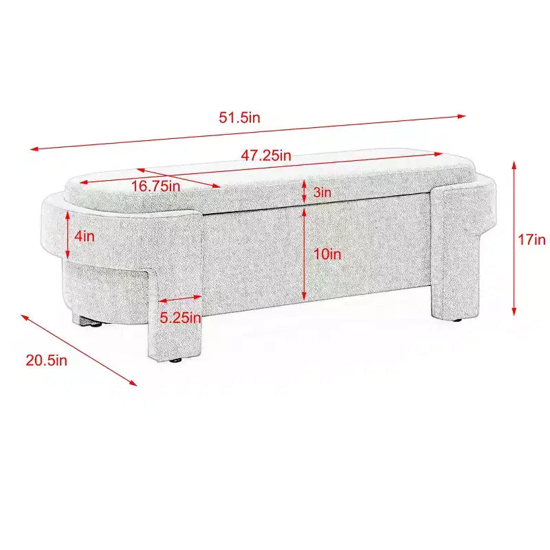Banc en chenille avec grand espace de rangement pour le salon, l'entrée, la chambre, le couloir, l'appartement, le lounge, pouf rembourré