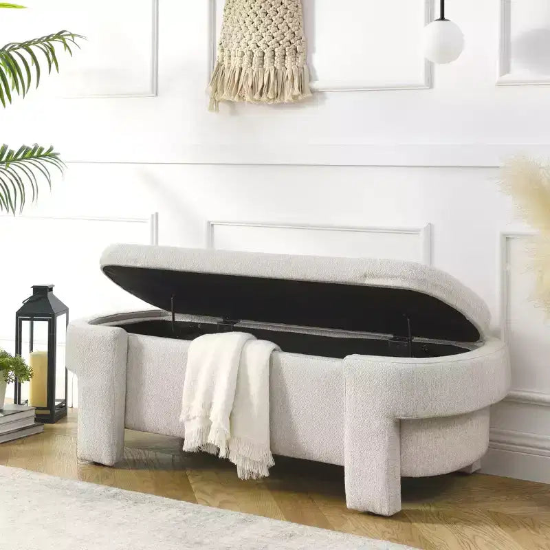 Banc en chenille avec grand espace de rangement pour le salon, l'entrée, la chambre, le couloir, l'appartement, le lounge, pouf rembourré