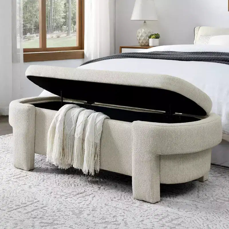 Banc en chenille avec grand espace de rangement pour le salon, l'entrée, la chambre, le couloir, l'appartement, le lounge, pouf rembourré