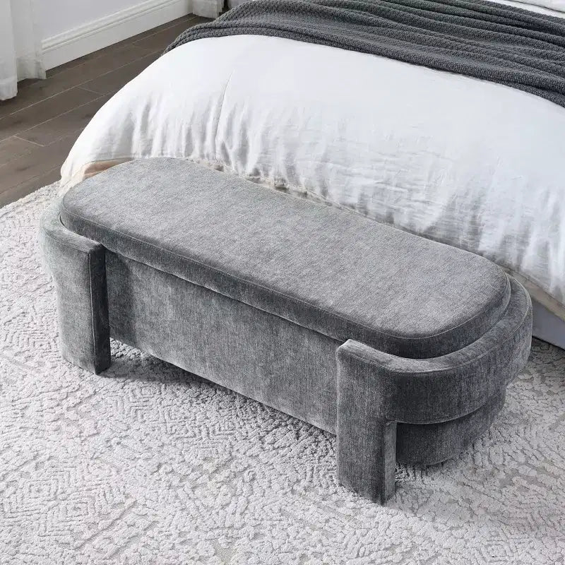 Banc en chenille avec grand espace de rangement pour le salon, l'entrée, la chambre, le couloir, l'appartement, le lounge, pouf rembourré