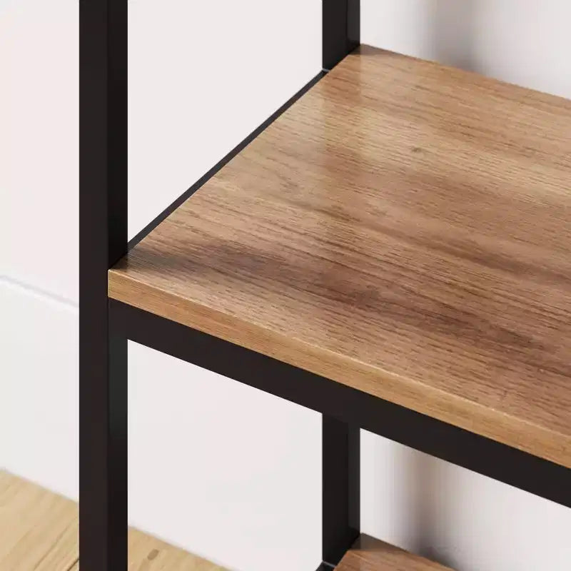 Étagère arche 5 niveaux en bois et métal, Chêne Recyclé/Noir Mat
